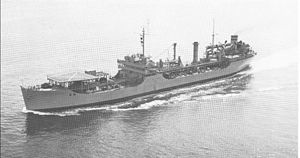 (PD) Photo: Joe Radigan MACM / United States Navy USNS Mission Capistrano (T-AO-112) was the second of twenty-seven Mission Buenaventura-class fleet oilers built during World War II for service in the United States Navy. Scrapped in 1980, she was the only U.S. Naval vessel to bear the name. [139]