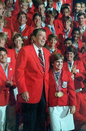 Reagan Mary Lou Retton 1984 U.S. Olympic team.jpg