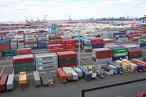 Port Elizabeth, NJ contains acres of shipping containers.