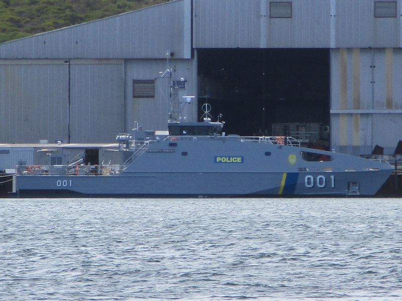 File:PSS Remeliik II, Guardian class patrol boat, at Austal shipyards in Henderson, Western Australia, March 2020 03.jpg